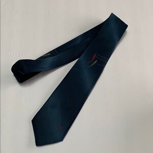 Blue Silk Tie with Elegant Embroidery